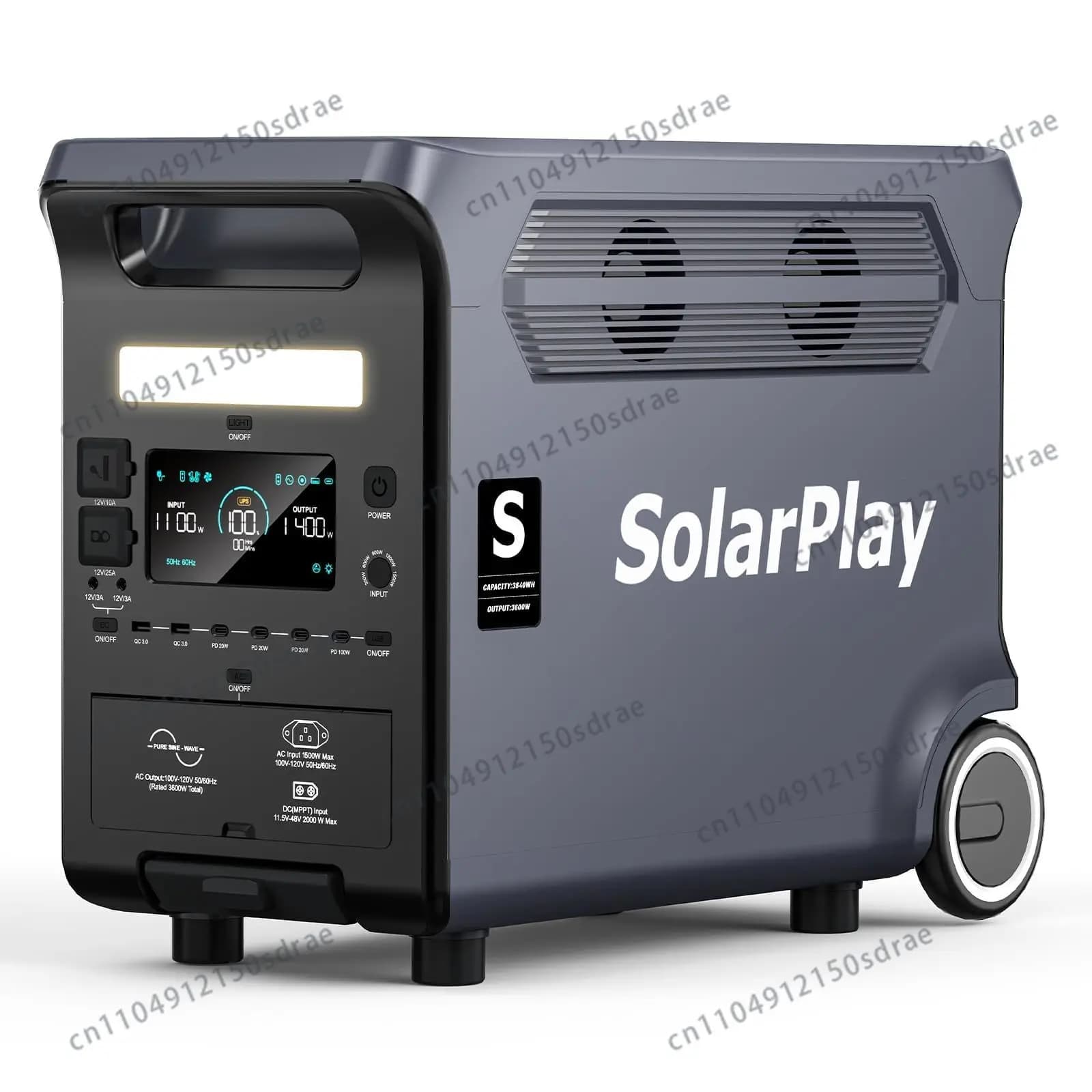 EXCLUSIF : 1 Station d'alimentation portable, sortie AC 3600W (surtension 5500W), LiFePO4 3840Wh, 1 