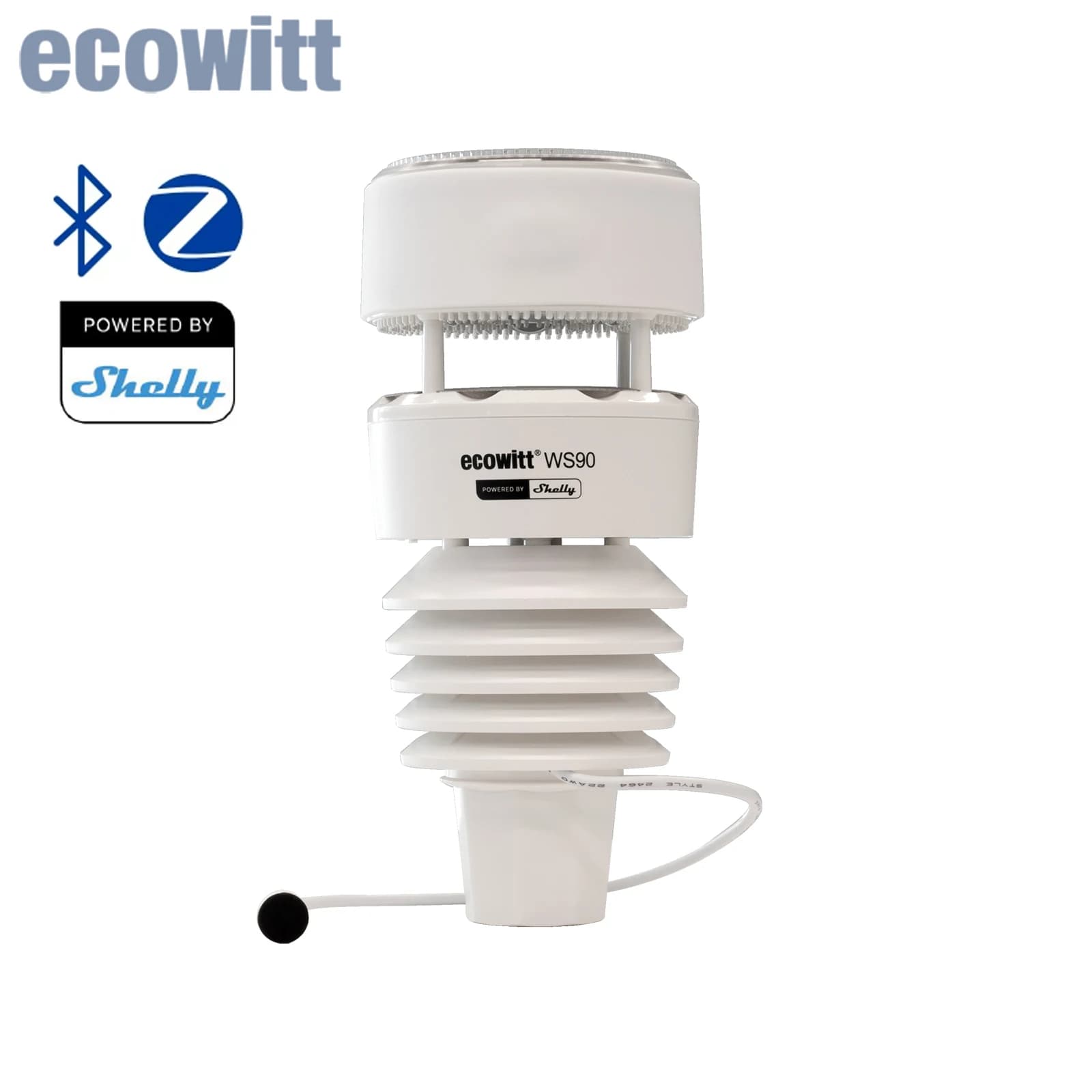 Station météo Ecowitt WS90 7-en-1 alimentée par Shelly