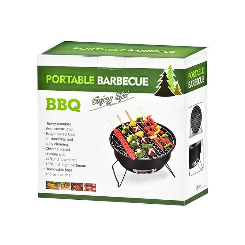 Grill de Barbecue rond Portable, petit ensemble de gril de poêle à glace circulaire d'extérieur avec