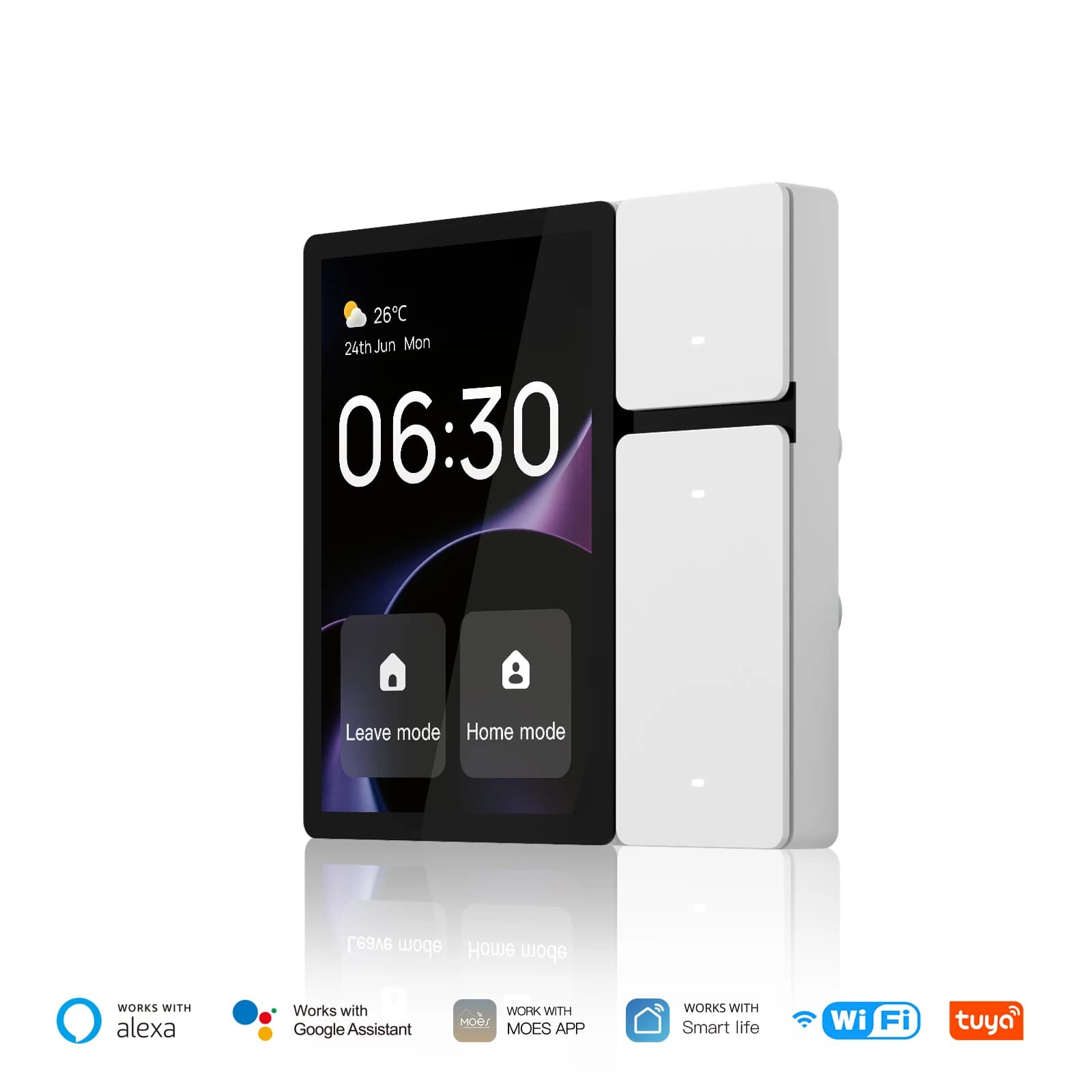 MOES-Tuya Smart Control Panel Screen, WiFi, 3.5 ", 3 relais, 3 boutons fongiques, télécommande IR, B