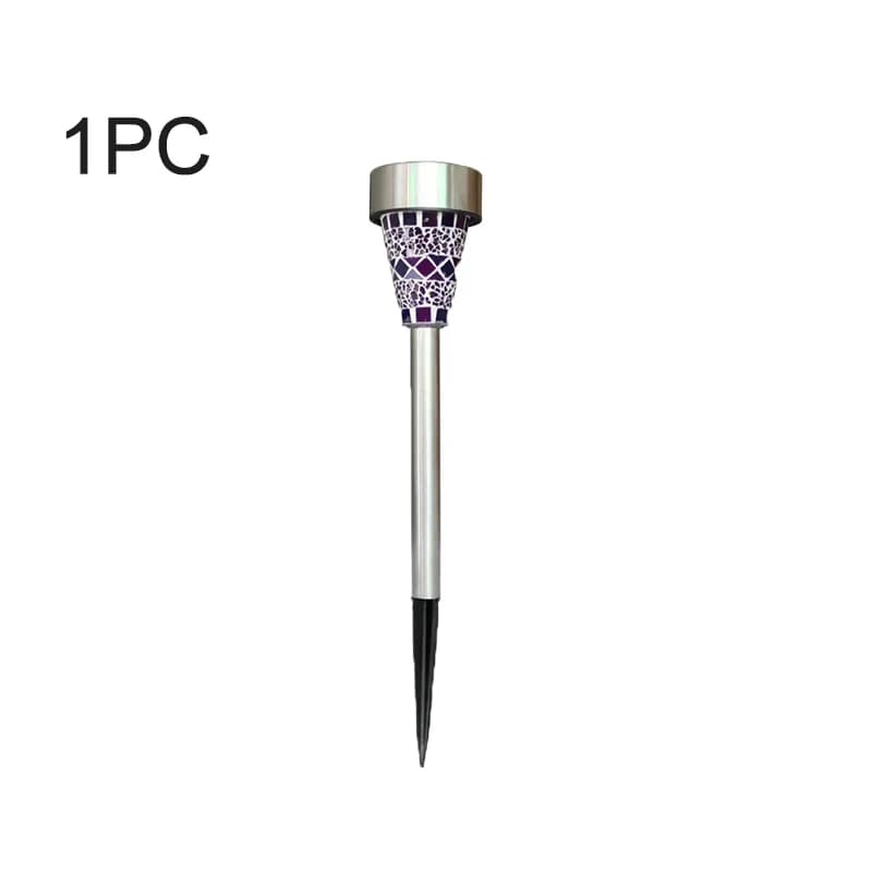 Lampes solaires de jardin en mosaïque, décoratives, en acier inoxydable, à piquet, étanches, pour al