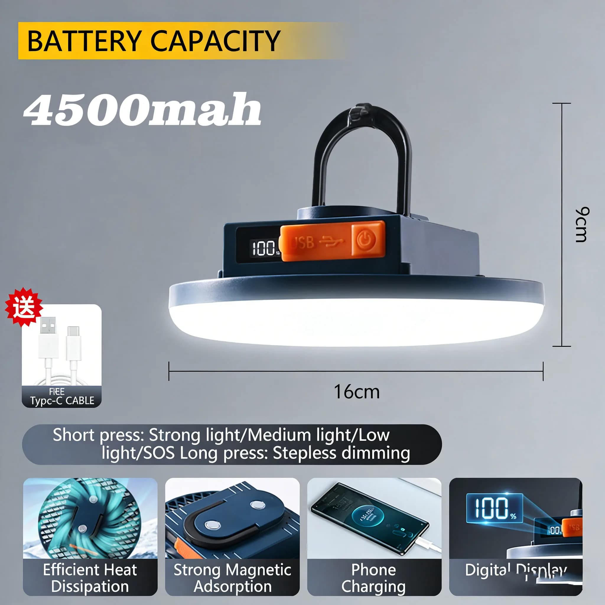 BALDR 30W LED tente lumière lanterne Rechargeable Portable lampe de Camping en plein air multifoncti