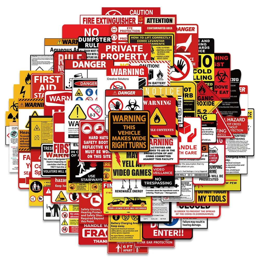 10/40/75pcs Drôle Autocollants D'avertissement de Danger Interdisant Signes Rappel Stickers Planche 
