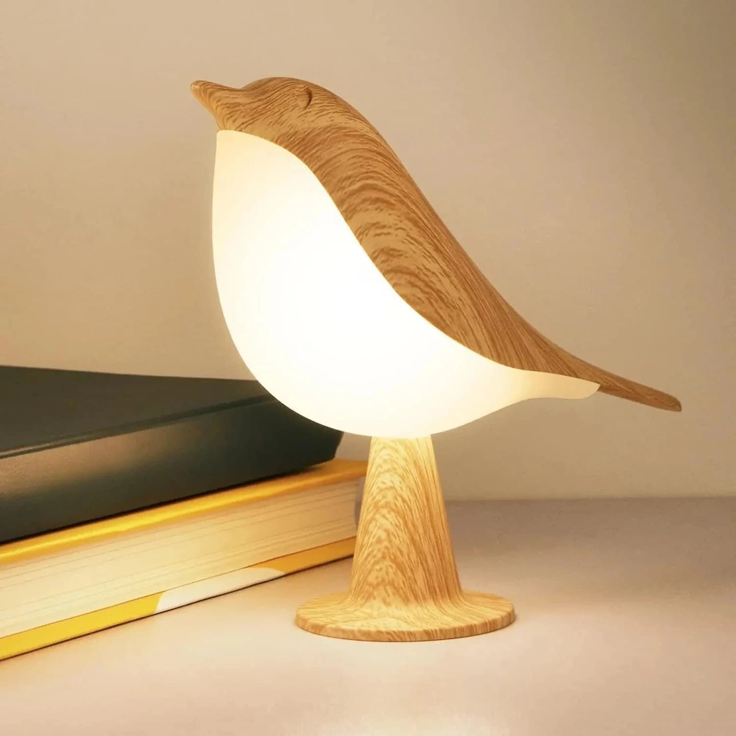Petite lampe de bureau, lampe d'oiseau lampes de chevet avec 3 températures de couleur et capteur ta