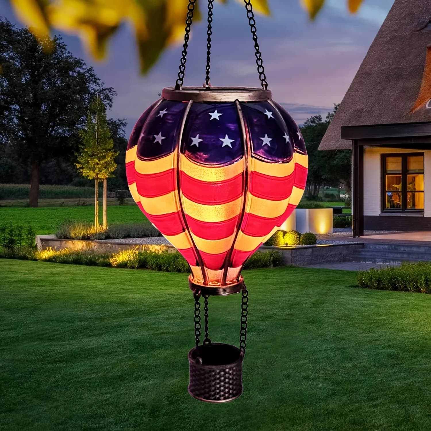 Lanterne solaire en forme de ballon à Air chaud, décorations extérieures, lampes suspendues solaires