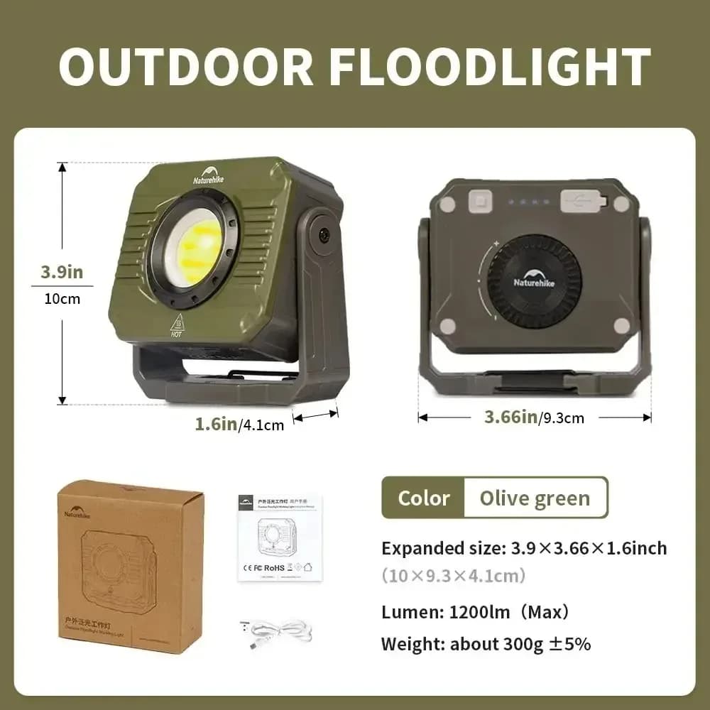 Natureifa-Projecteur LED Lumineux pour Camping, Lampe de Travail, Imperméable, Rechargeable, Lampe d
