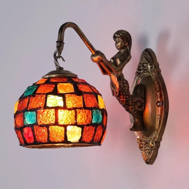 Bohème rétro sirène mosaïque boule de verre applique murale Restaurant chevet entrée décoration pure