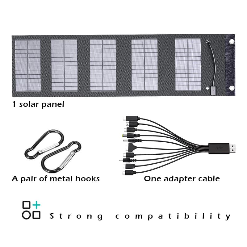 Panneau solaire Portable 70W 5V pour l'extérieur, avec Ports USB, pour téléphone/tablette/lumières, 