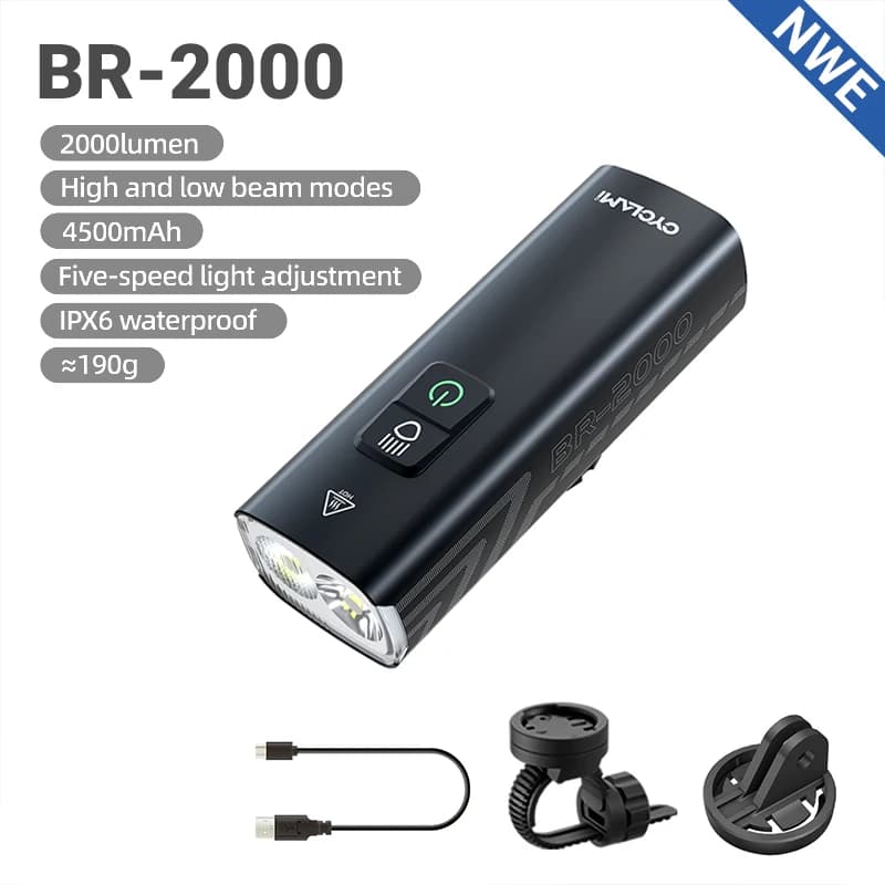 CYCLAMI-Ensemble d'éclairage LED aste pour vélo, lumière de vélo, lampe de sauna avant et arrière, l