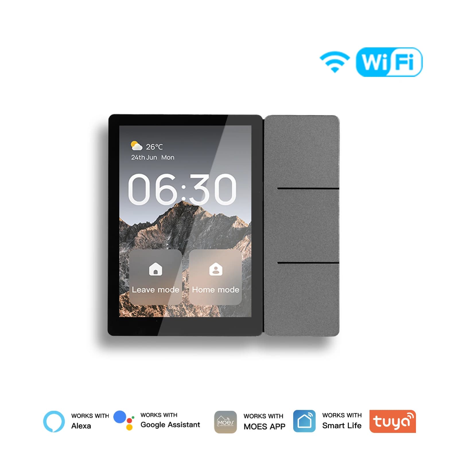 Panneau de commande central intelligent Tuya WiFi 3,5 pouces, écran tactile central, 3 relais, bouto
