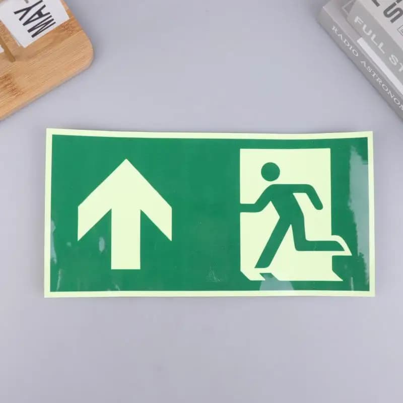 1 panneau de sortie lumineux-autocollant mural de sécurité d'évacuation d'urgence, indicateur d'évac