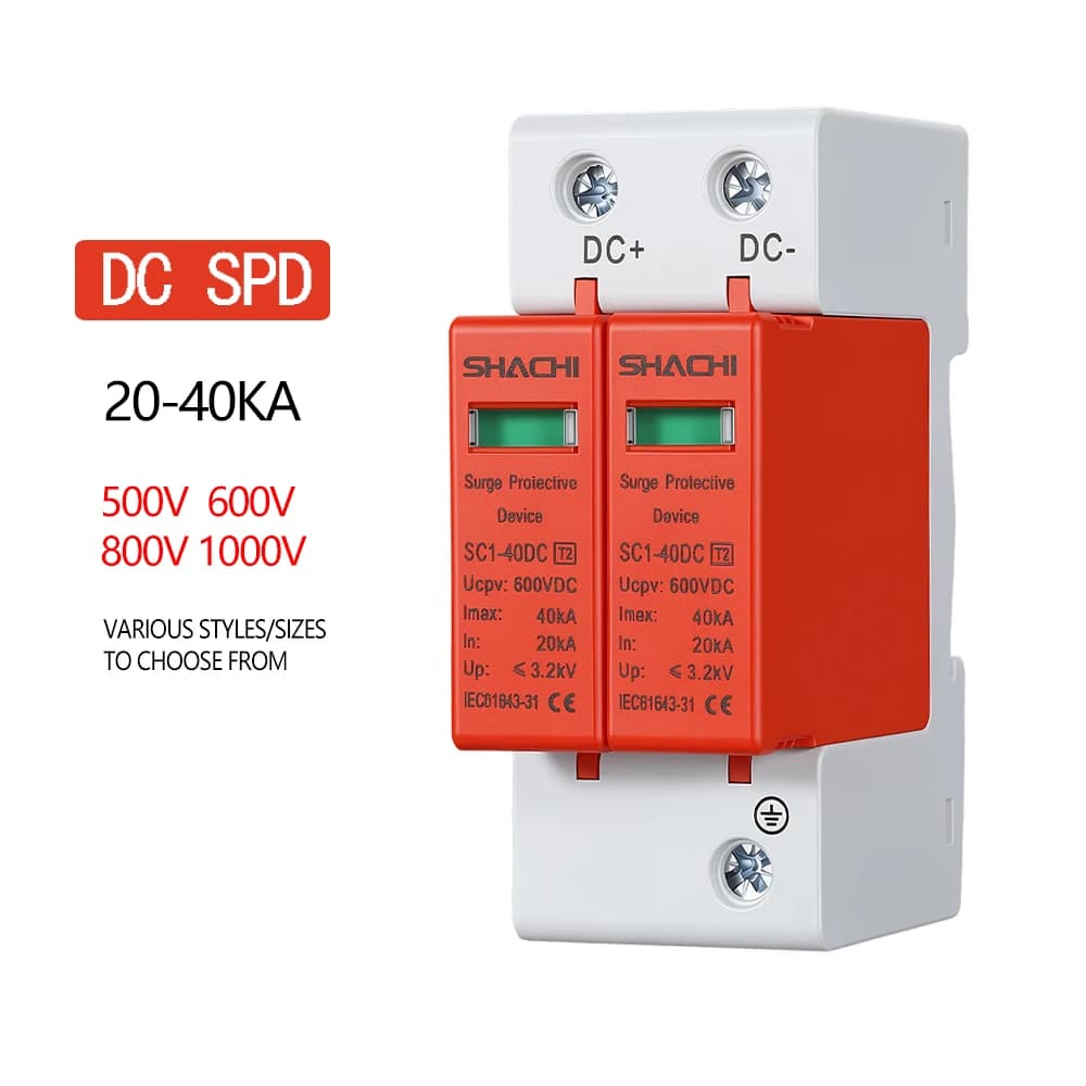 Parafoudre DC 2P 20KA 40KA pour systèmes solaires photovoltaïques, protection contre les surtensions