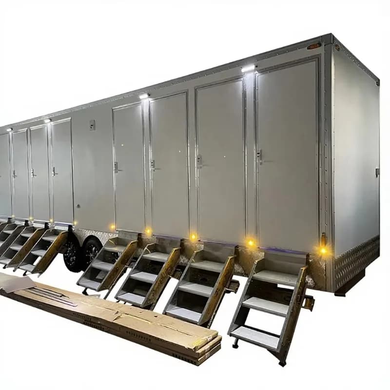 Toilettes portables en acier inoxydable sur mesure, 8 m de long, écologiques et faciles à installer,