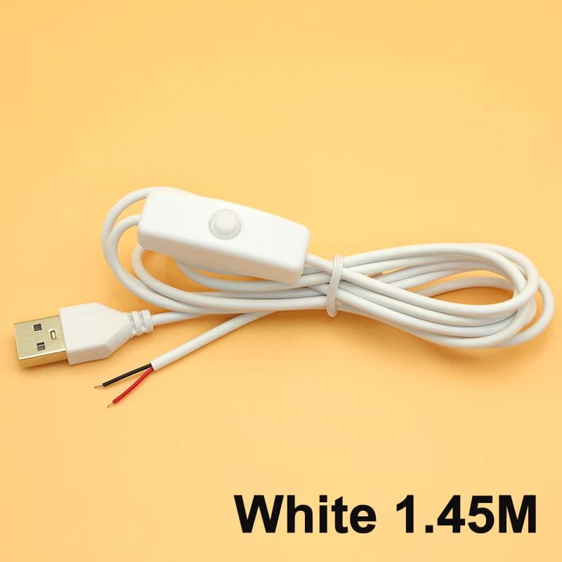 1/5/10 pièces 5V interrupteur alimentation fil USB mâle à 2 cœurs câble de connexion 501 bouton marc