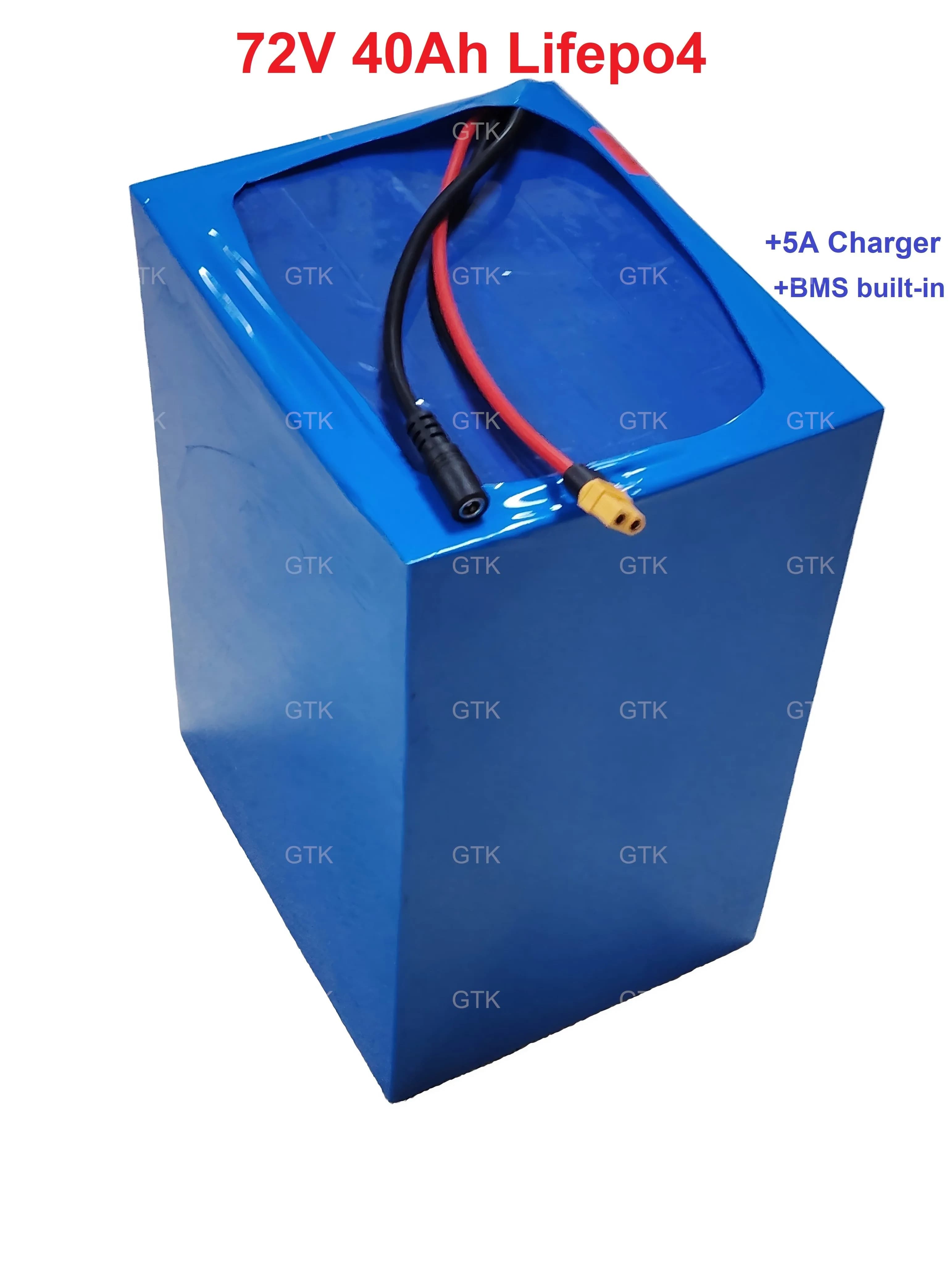 Batterie au Lithium Gtk 24S 72V 40Ah 40A Lifepo4 avec chargeur 100A Bluetooth BMS 5A pour chariot él