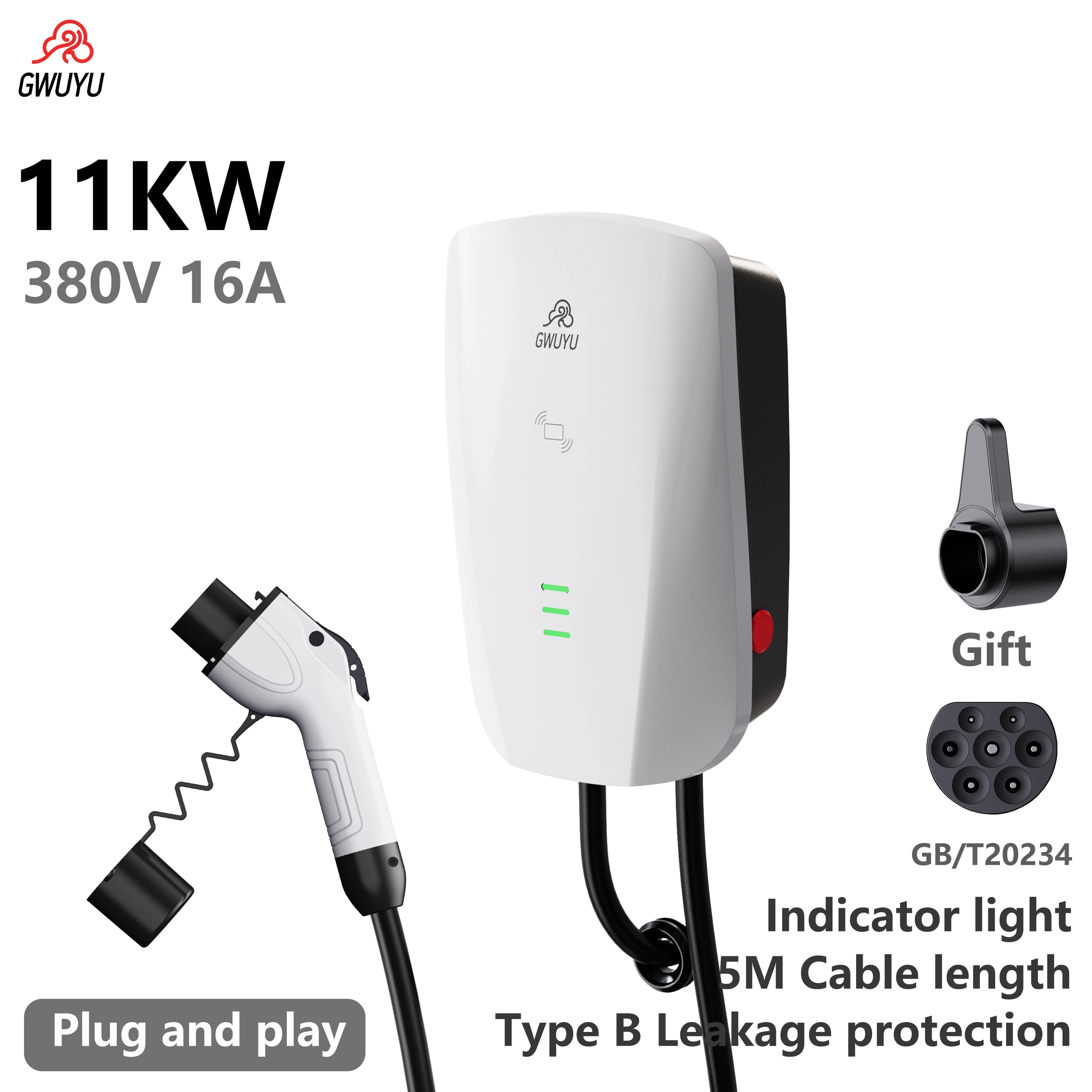 GWUYU GBT chargeur EV Standard 11KW-22KW triphasé pour Station de recharge de voiture domestique sup