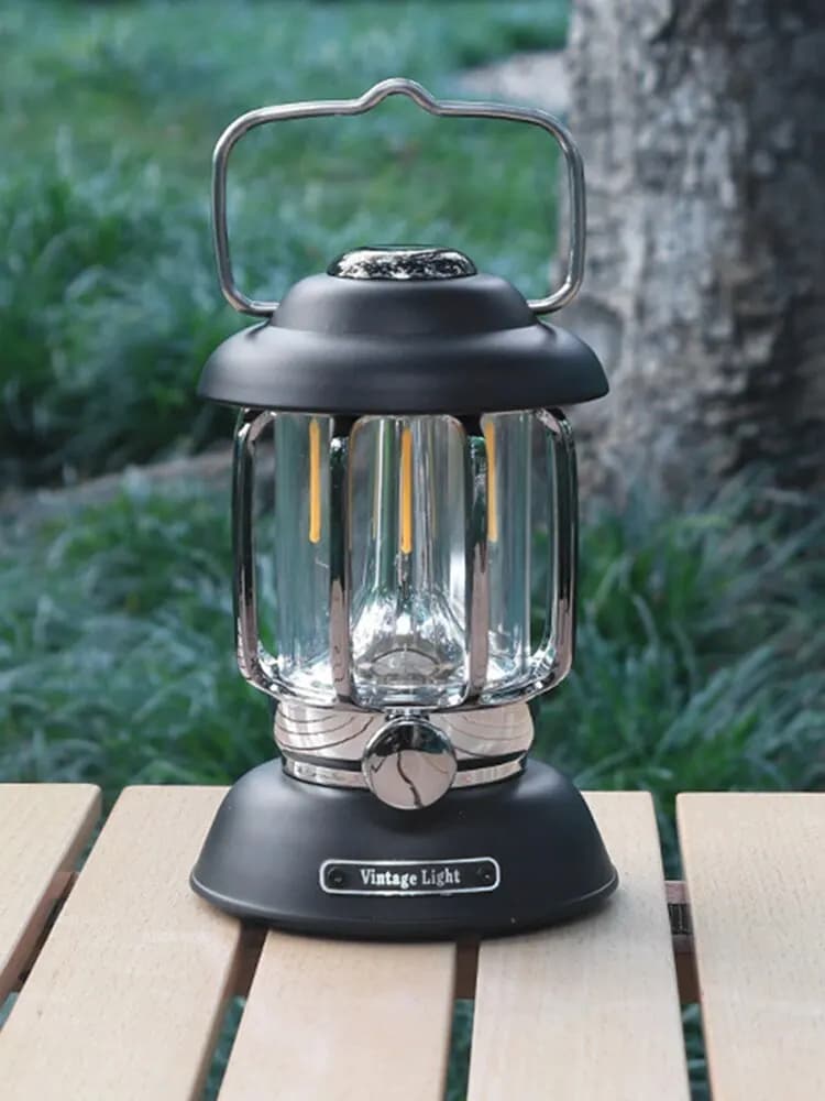 Lanterne de camping en plein air portable, lampe aste par USB, lumière LED rétro pour urgence, pêche
