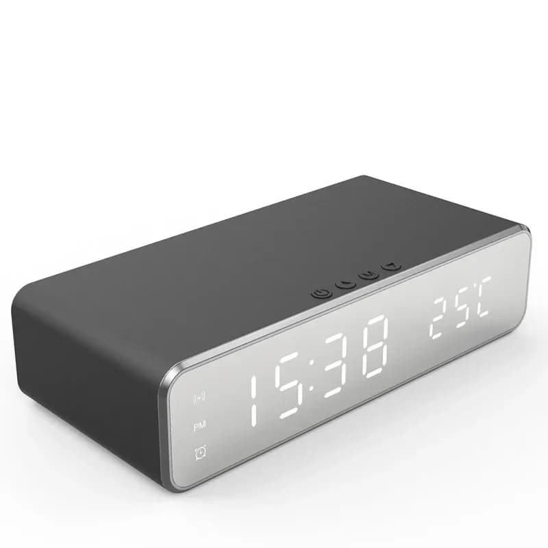 Chargeur sans fil pour iPhone et Samsung, réveil numérique LED, charge rapide, écouteurs Therye.com,