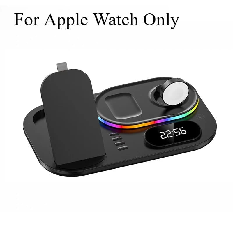 Chargeur sans fil pliable réveil lumière LED Dock pour iPhone 17 16 15 Pro Max APPLE montre 2-8 SE A