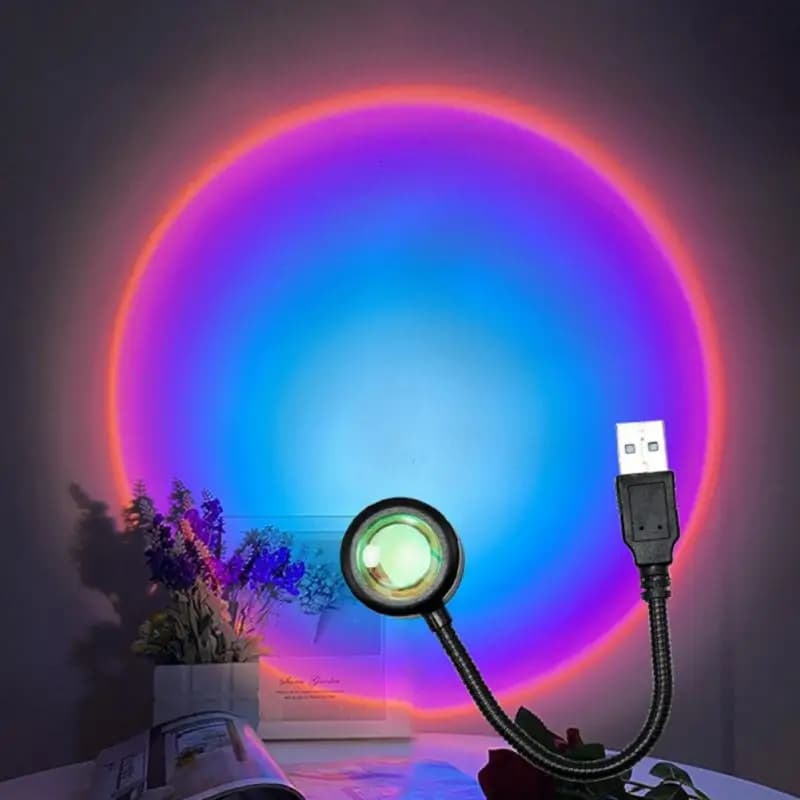 Lampe de Projection de coucher de soleil, lampe d'ambiance rotative multi-angle adaptée aux lumières