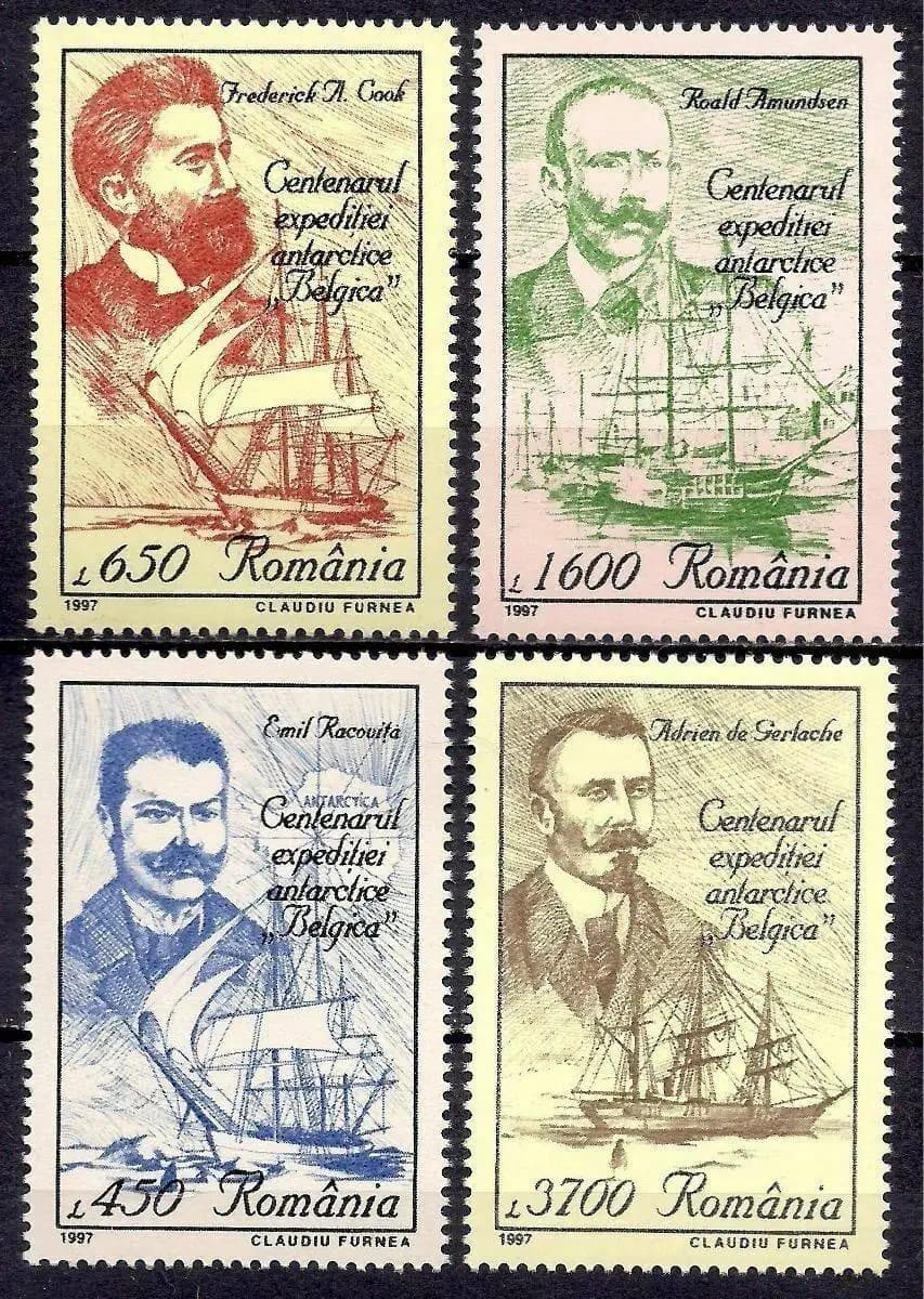 4 pièces/ensemble nouveau roumanie poste timbre 1997 expédition scientifique antarctique Amundsen ti
