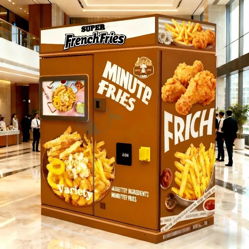 Distributeur automatique de frites et poulet FOODLINE, personnalisable, 24h/24, avec écran tactile m