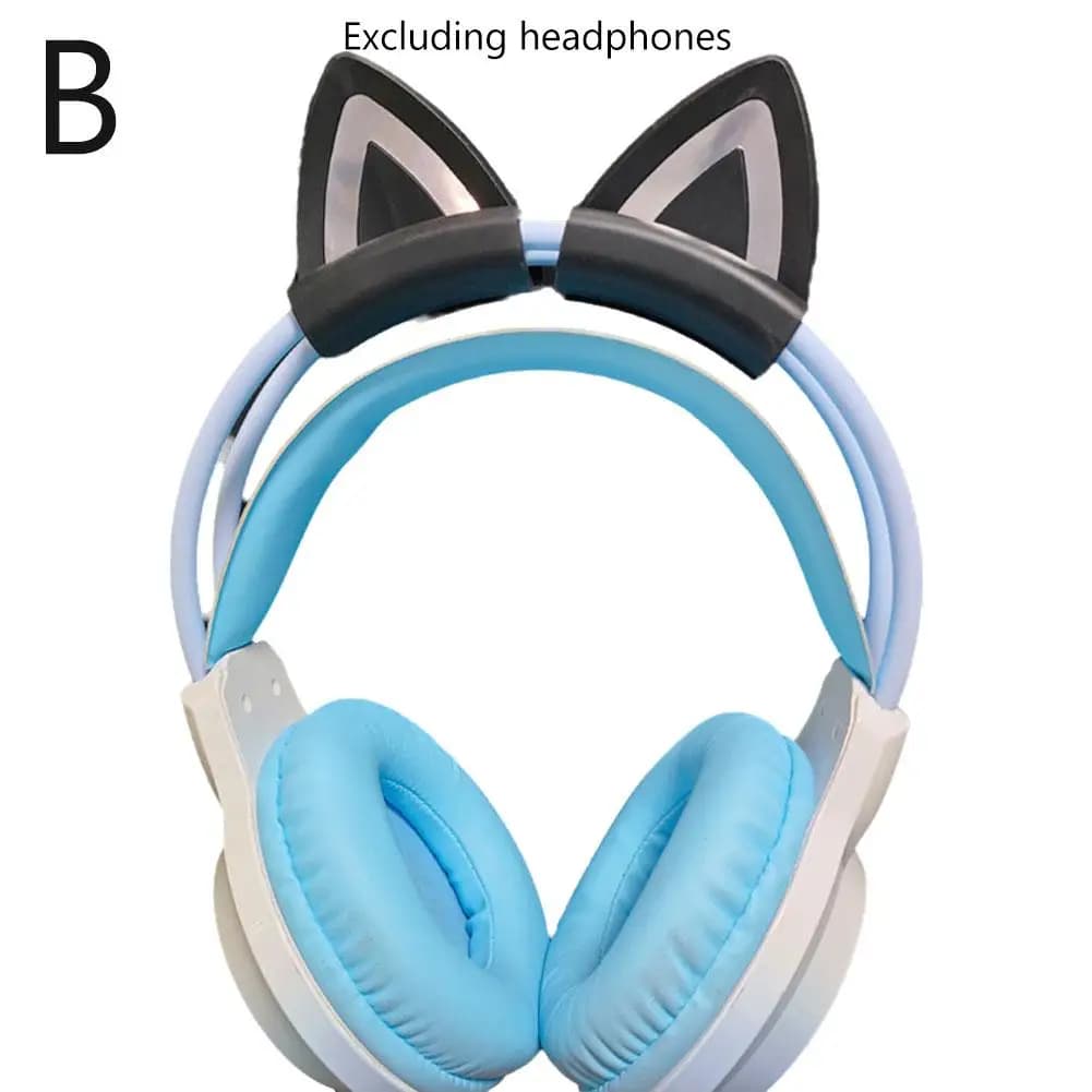 Oreilles de chat en silicone léger avec pendentif, casque stéréo, écouteurs de jeu, ensembles de sau