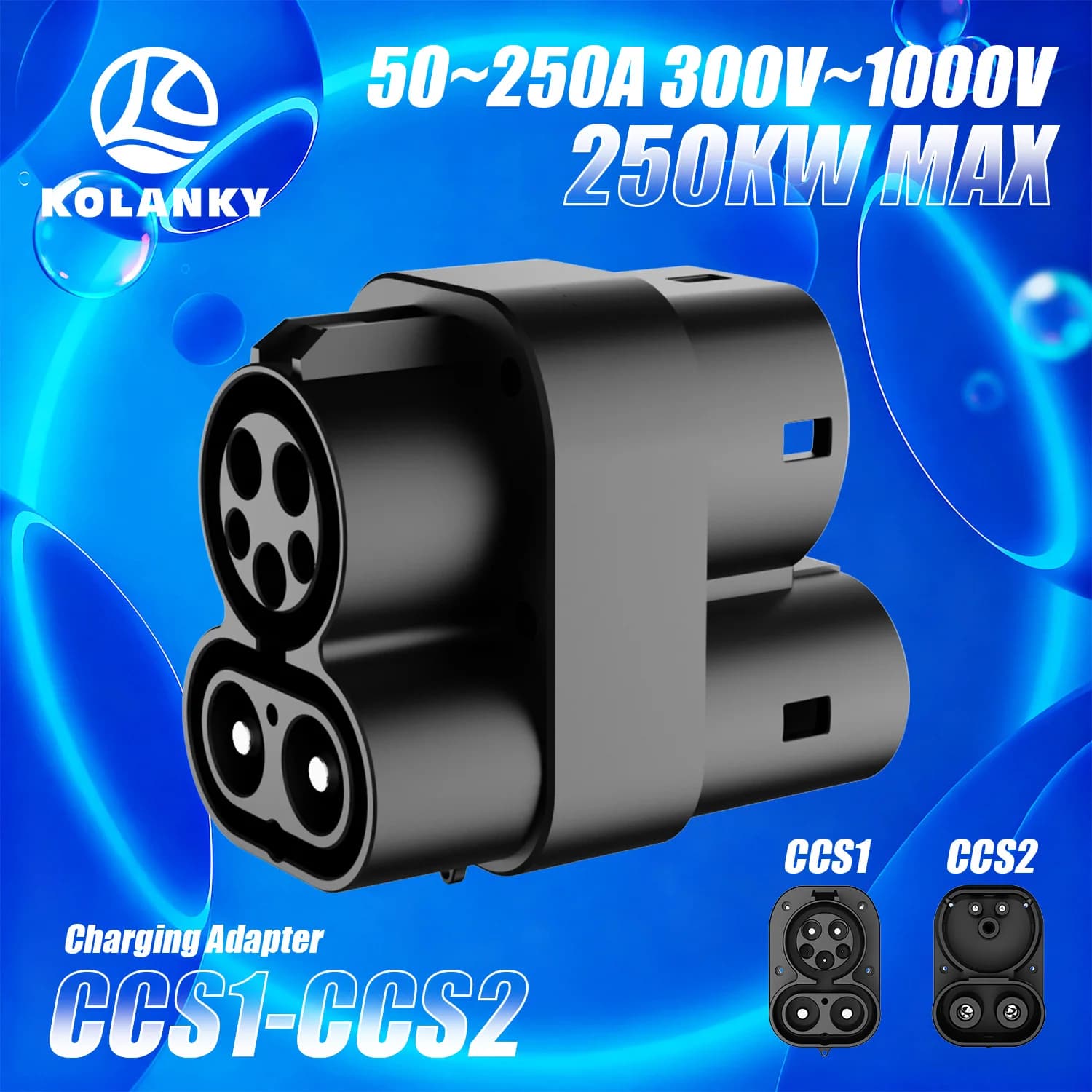 Kolanky 250A CCS1 à CCS2 EV adaptateur de charge charge rapide CCS1 sur Station de charge publique p