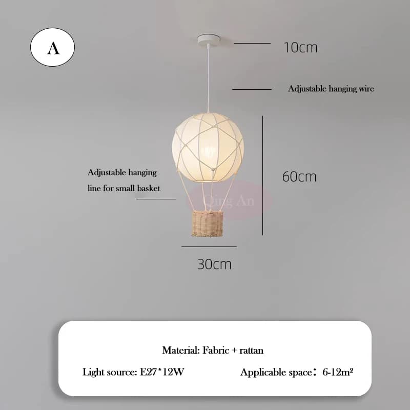 Plafonnier LED en Forme de Ballon à Air Chaud Fait à la Main, Luminaire Décoratif de Plafond, Idéal 