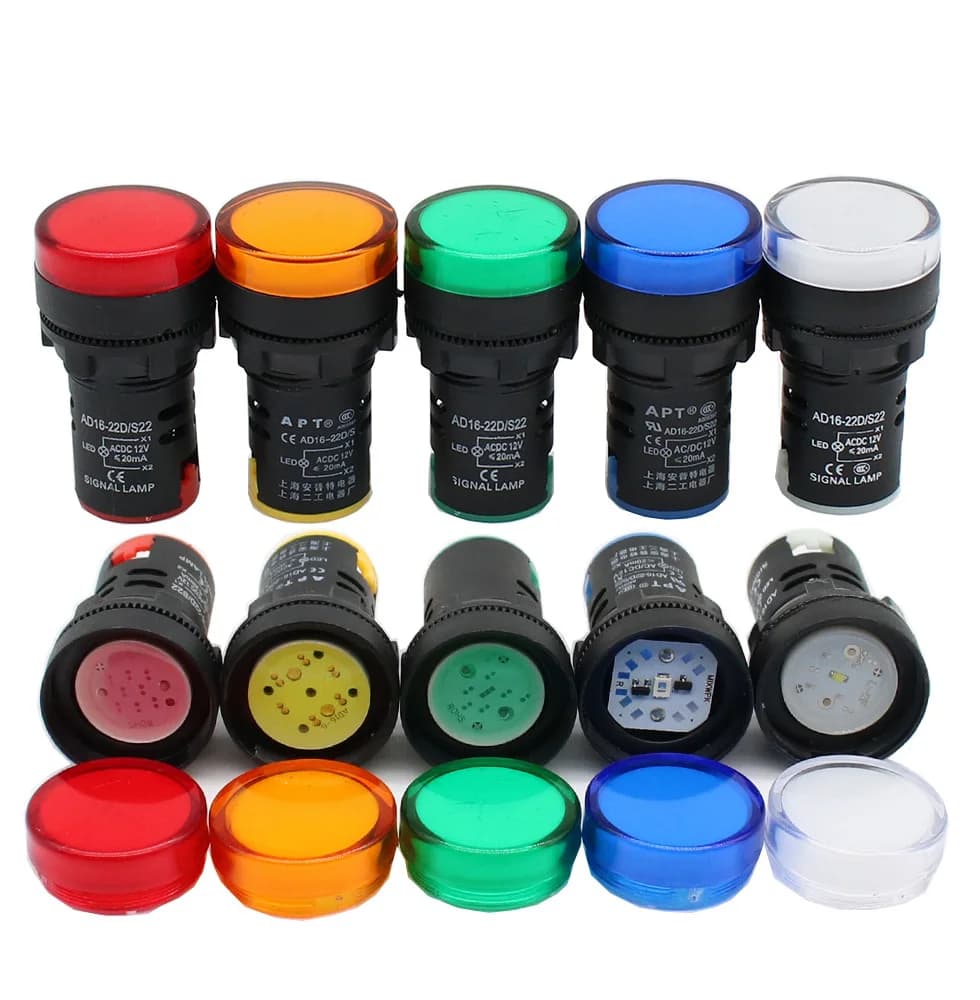 22mm voyant 12V 24V 220V 380V LED indicateur d'alimentation voyant de signalisation pilote AD16-22DS