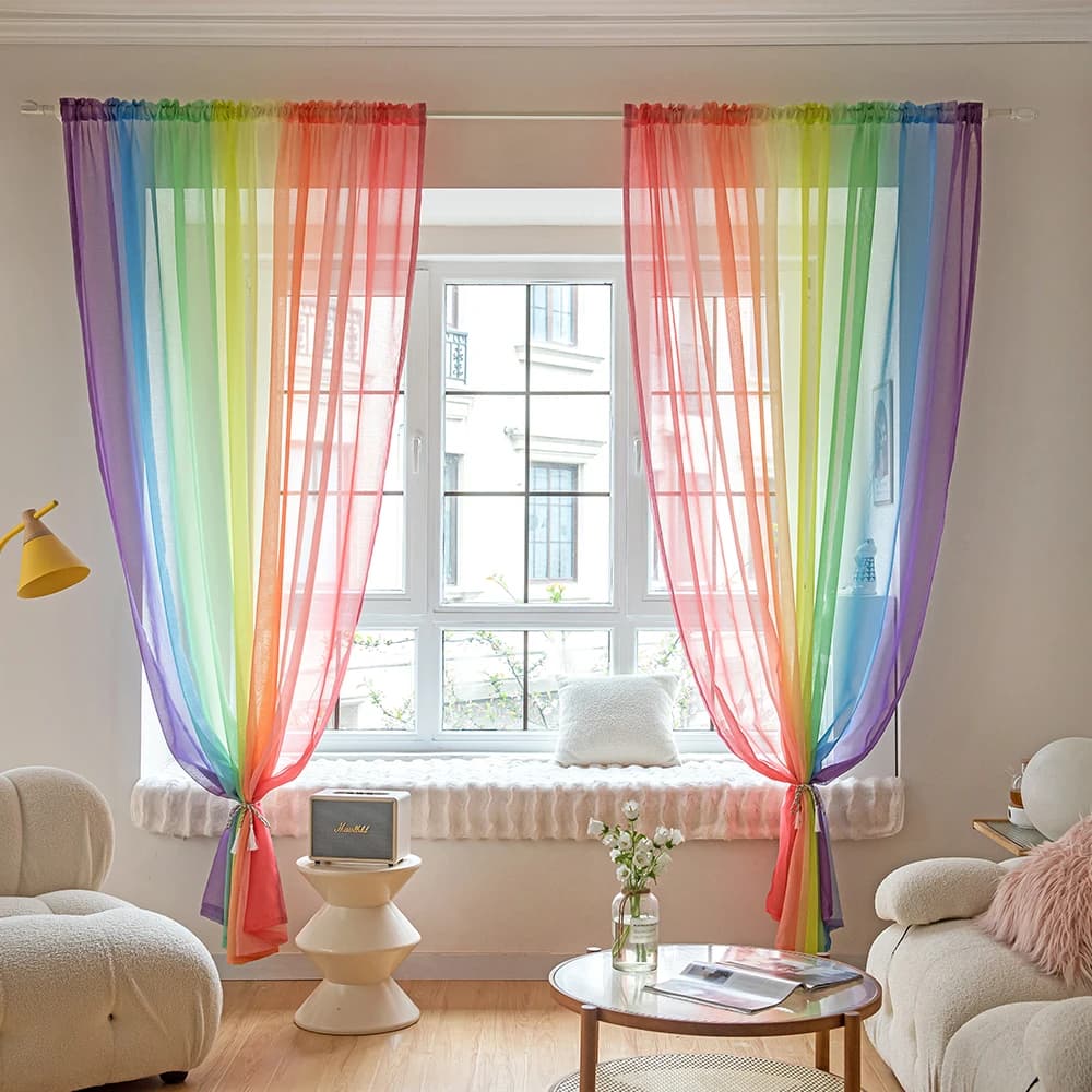 1 panneau, rideaux transparents colorés pour chambre à coucher par Drewin, rideaux semi-voile ombré 
