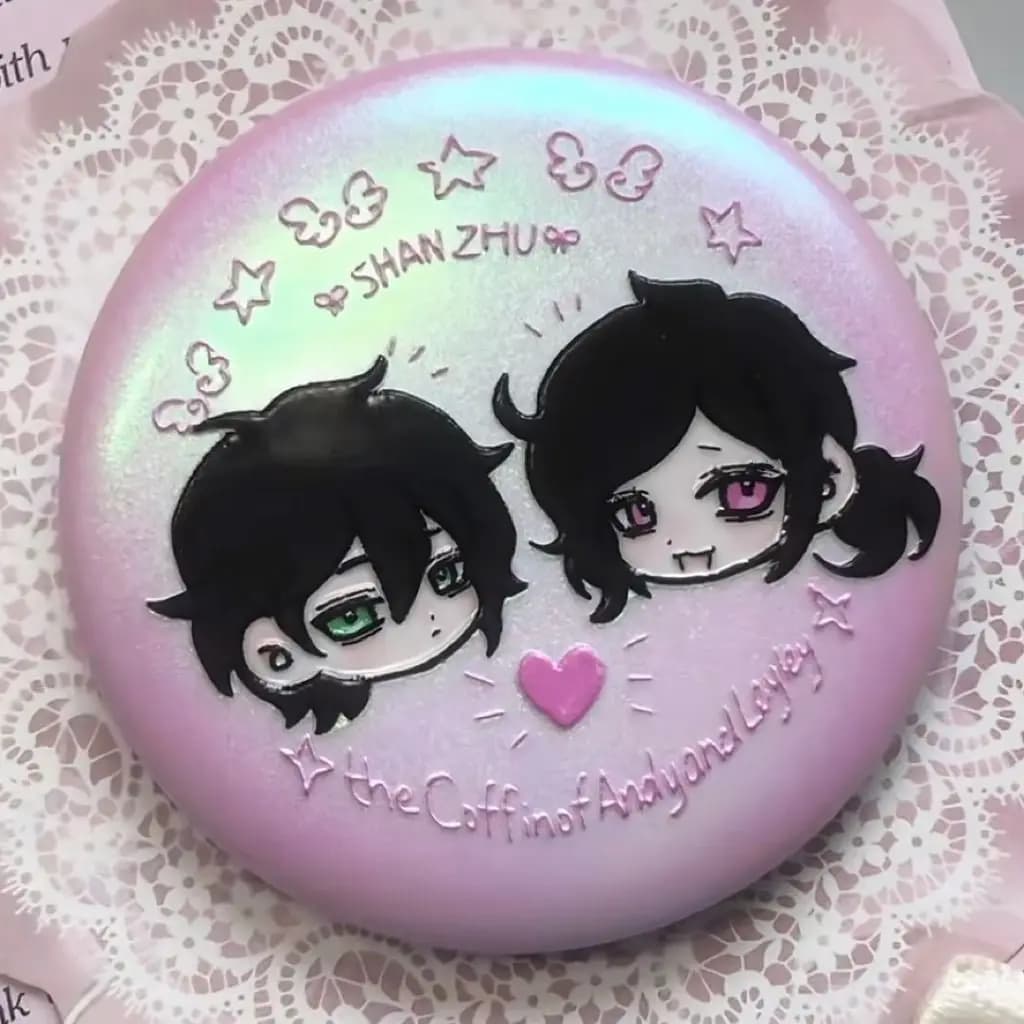 Badge le cercueil d'Andy et Leyley, Collection de marchandises de jeu, broches roses Kawaii, accesso