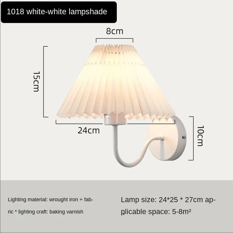 Lampe murale créative rétro nordique, design plissé en forme d'éventail, adaptée au salon, chambre à