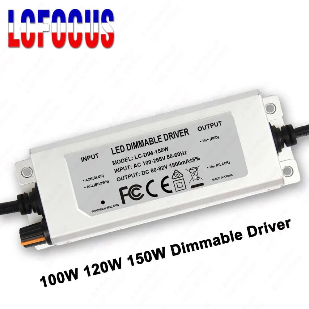 Pilote LED étanche variable 100W 120W 150W + variateur 1200mA 1500mA 1800mA DC 60-82V, alimentation 