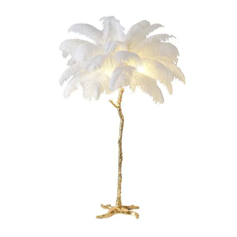 Lampadaire nordique en plumes d'autruche, luminaire décoratif d'intérieur, idéal pour un salon, une 