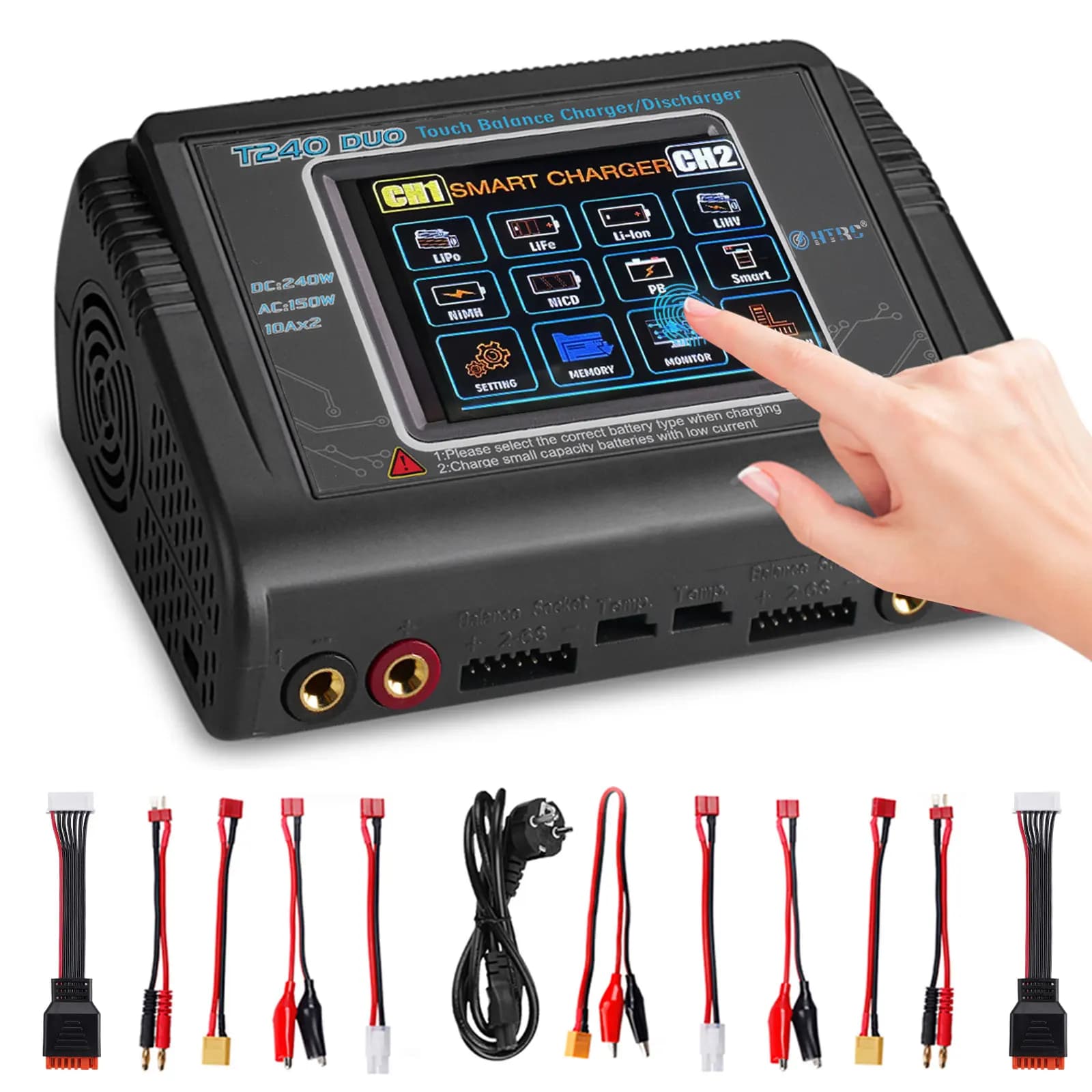HTRC double chargeur Lipo DC 400 W/240 W déchargeur pour LiPo LiHV LiFe Lilon NiCd NiMh Pb chargeur 