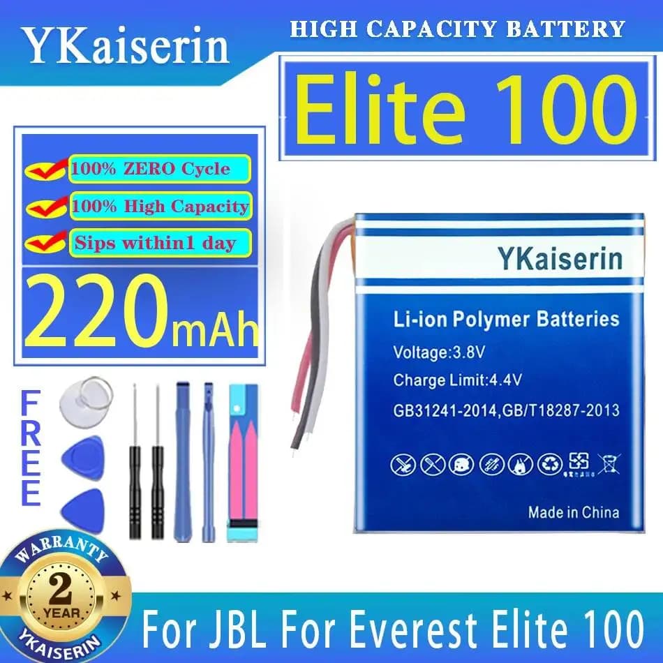 Batterie pour écouteurs sans fil, charge rapide, 220mAh, pour Jbl, pour Everest Elite 100