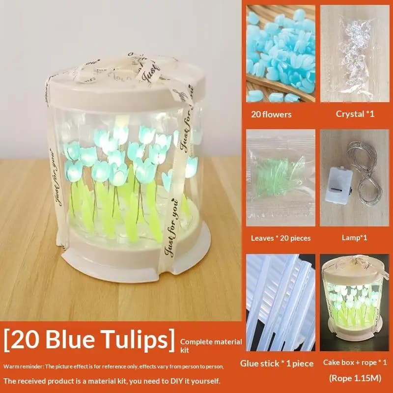 Lampe Tulipe DIY, Boîte à Gâteau en Forme de Mer de Fleurs, Lampe de Chevet pour Chambre à Coucher, 
