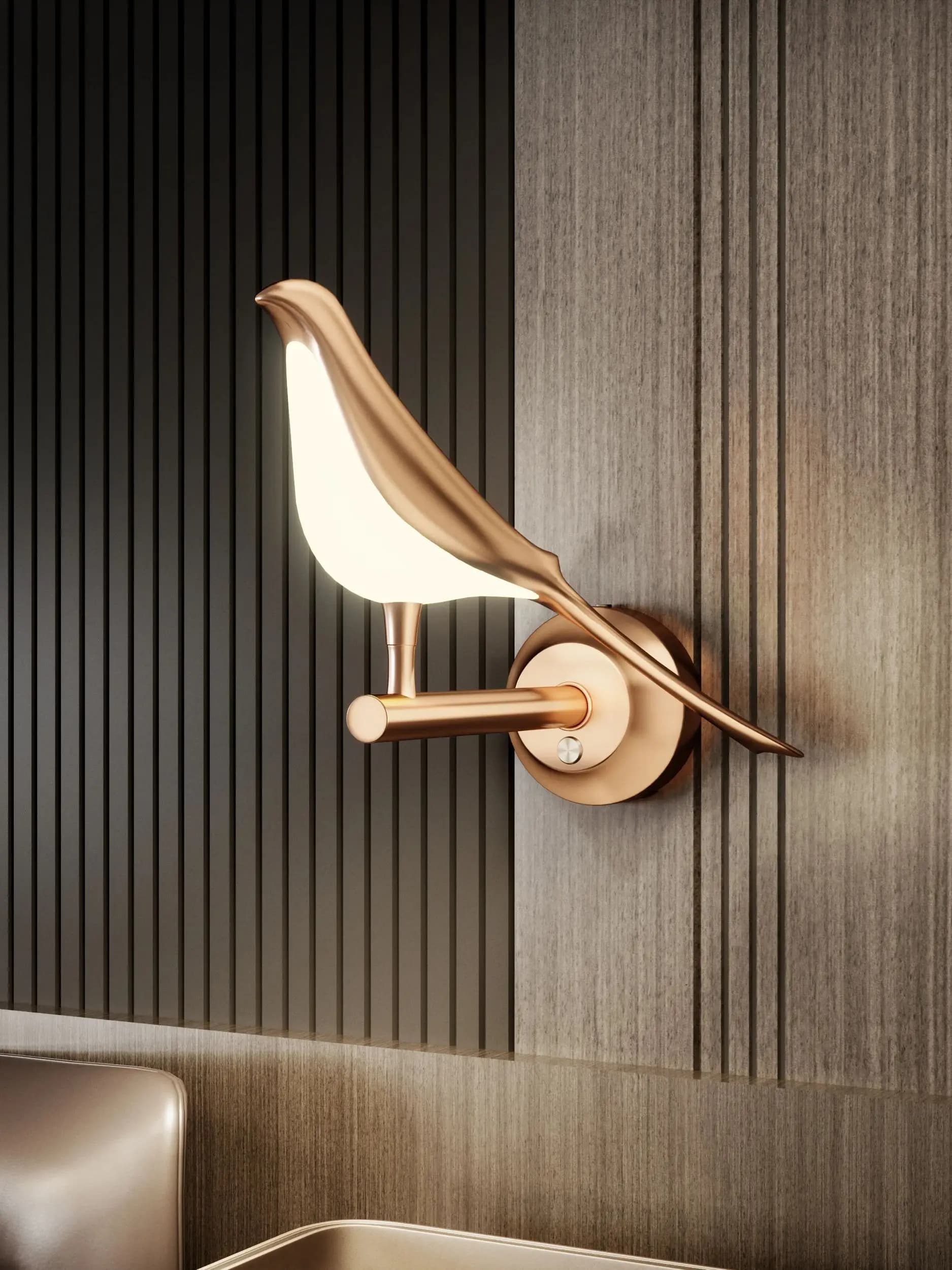 Applique Murale LED Nordique Dorée en Forme d'Oiseau, Lampe Suspendue pour Salon, Bar, Chevet, Appli