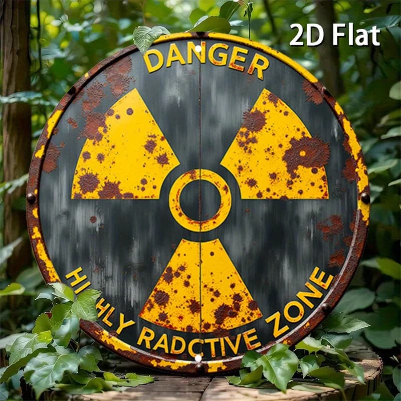 Panneau de Danger rond en aluminium, Zone hautement radioactive, décoration murale en métal vieilli 