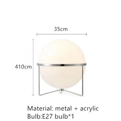 Lampe sur pied de style médiéval pour salon, design crème, métal chromé, boule en acrylique blanche,