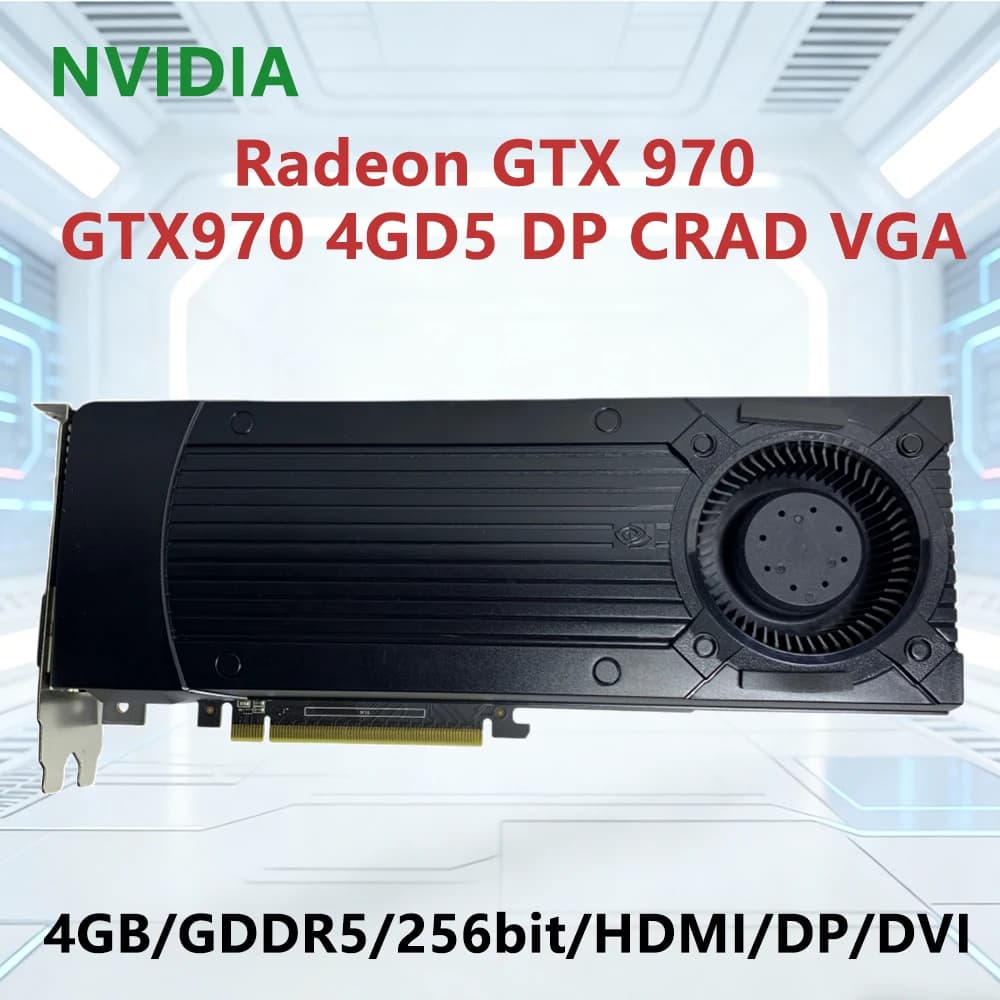 Carte graphique NVIDIA GTX970 4GD5 DP CRAD VGA GDDR5 256 bits PCI-E 3.0 HEMI DP DVI pour ordinateur 