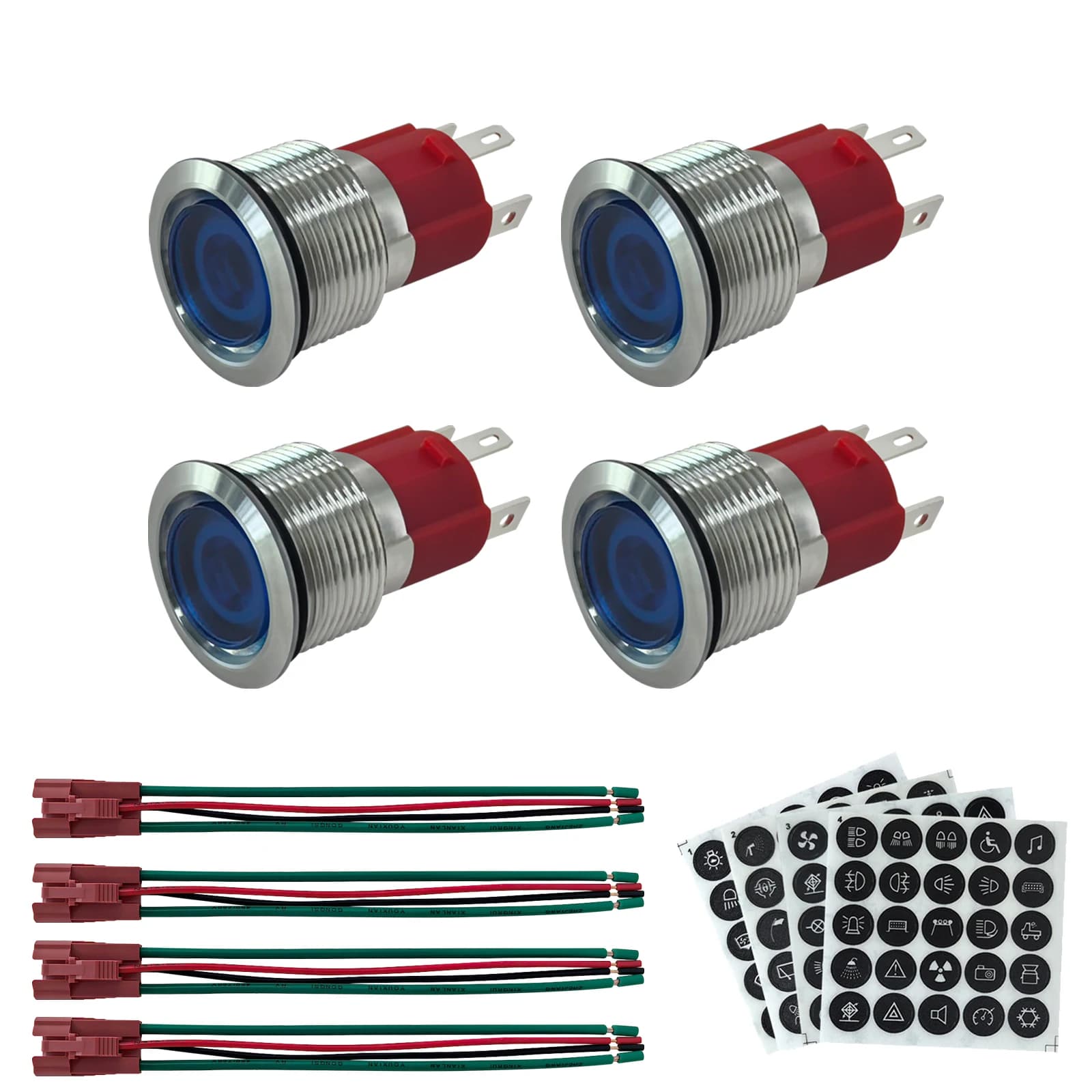 Panneau de commande marin étanche 4, 6 ou 8 voies 12V/24V DC à 8 boutons avec indicateur lumineux LE