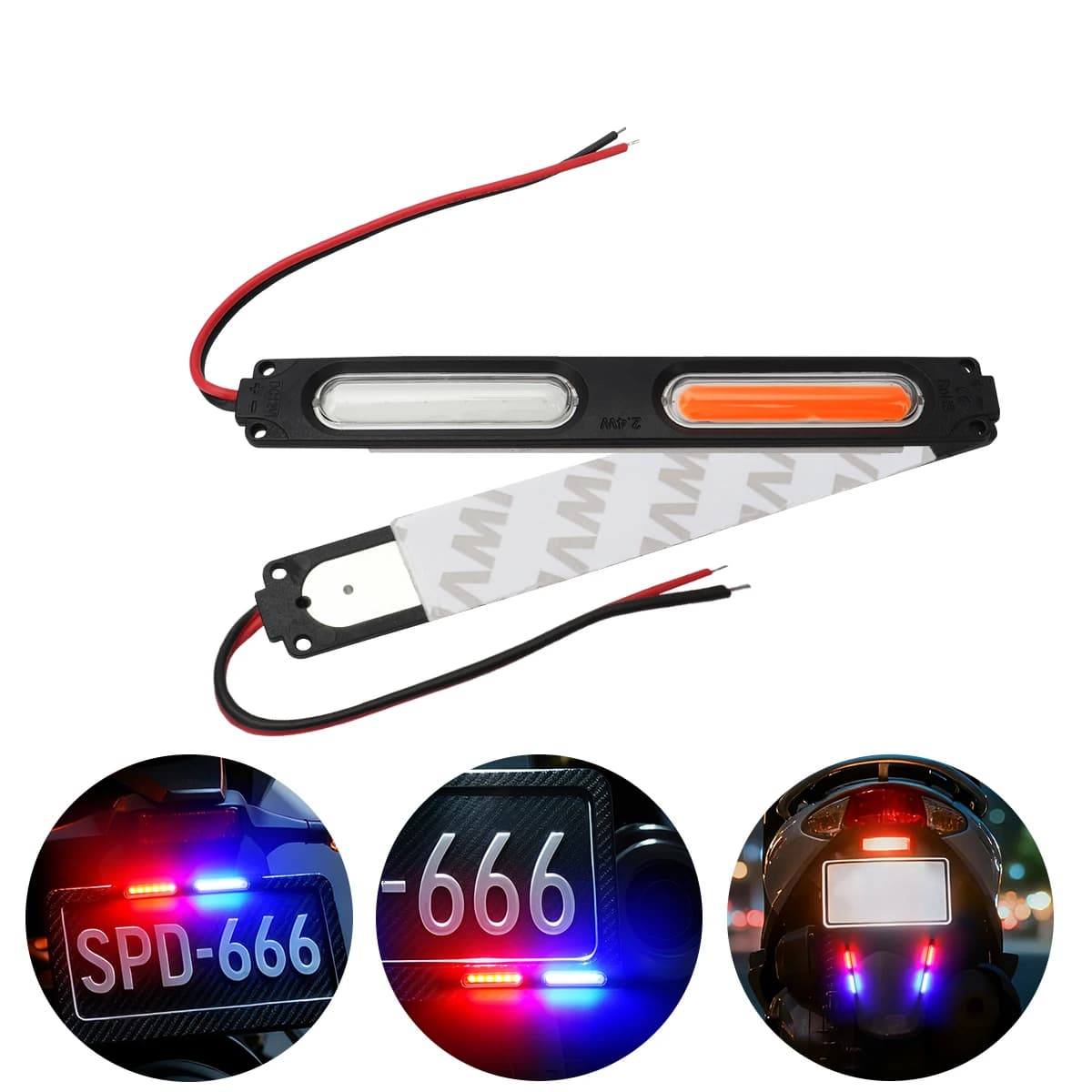 Module LED double lumière haute luminosité clignotant rouge bleu pour motos pour voitures véhicules 