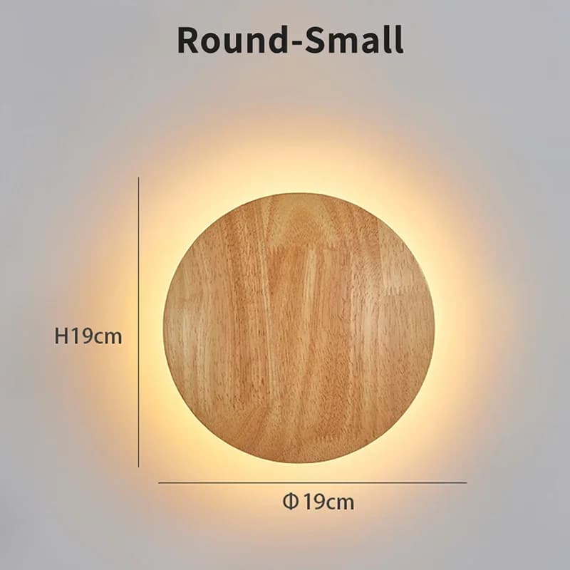 Applique murale LED en bois, style nordique circulaire, moderne et originale, pour chambre, escalier