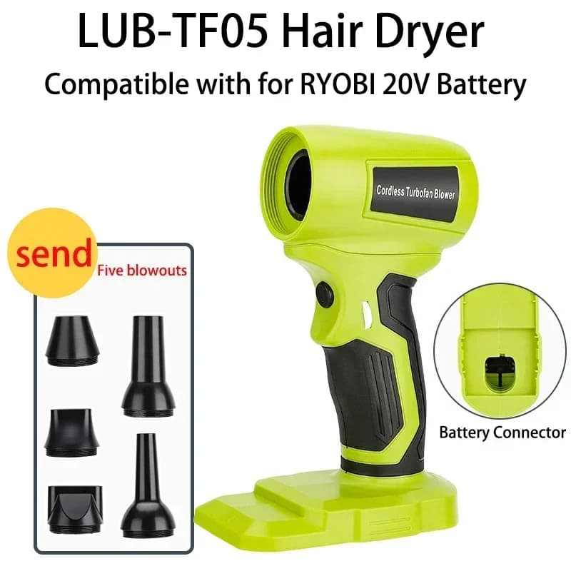 Accessoires pour outils électriques pour batterie Ryobi 18V, Turbo souffleur sans balais, pistolet à