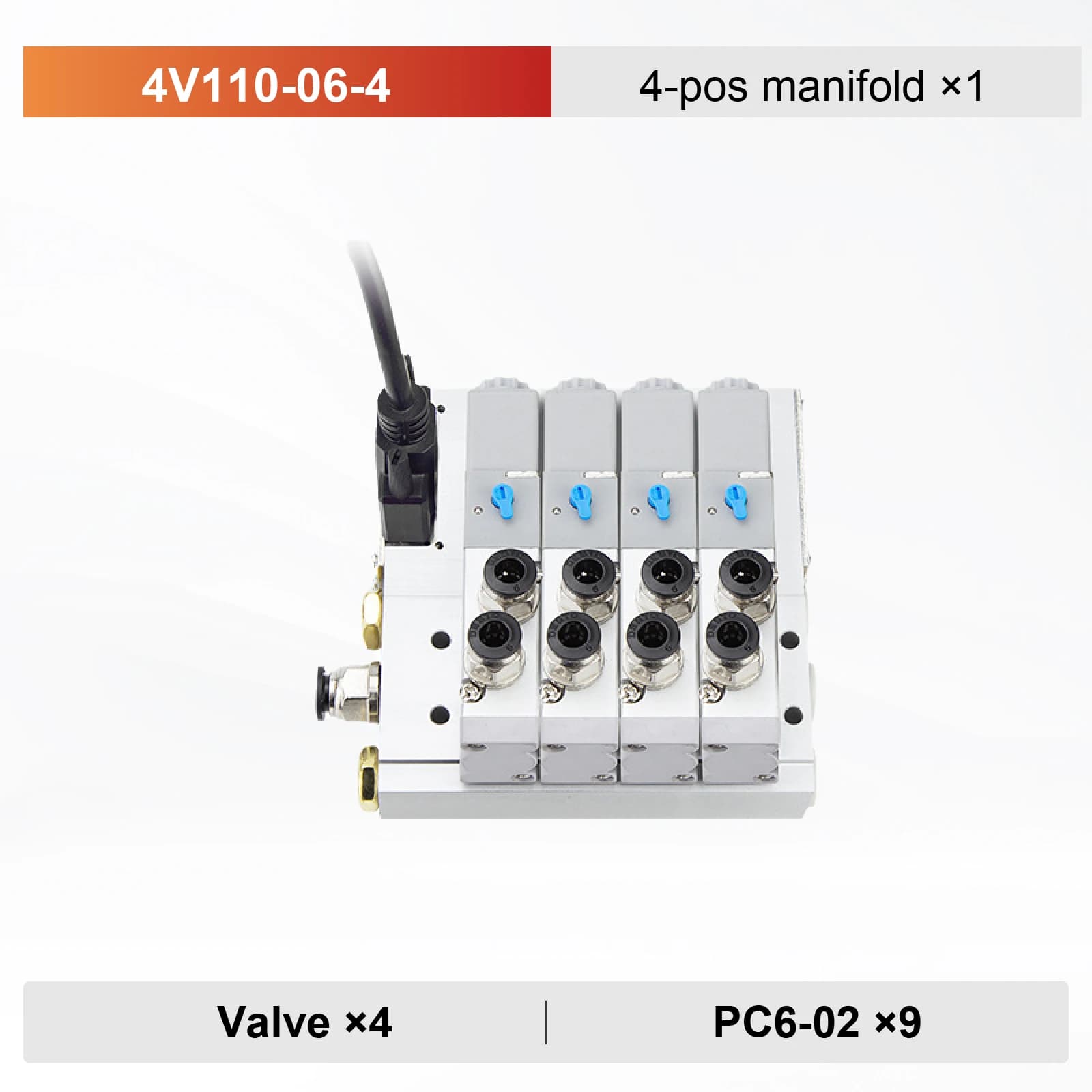 Îlot de Vannes Pneumatiques 4V110 4 à 14 Stations Bloc en Aluminium 24V Base Modulaire pour Systèmes
