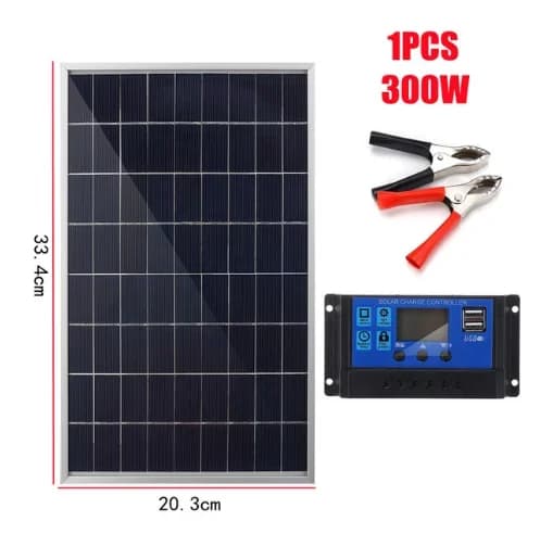 Kit complet de panneaux solaires 300W/500W, station d'alimentation portable polycristalline 12V avec