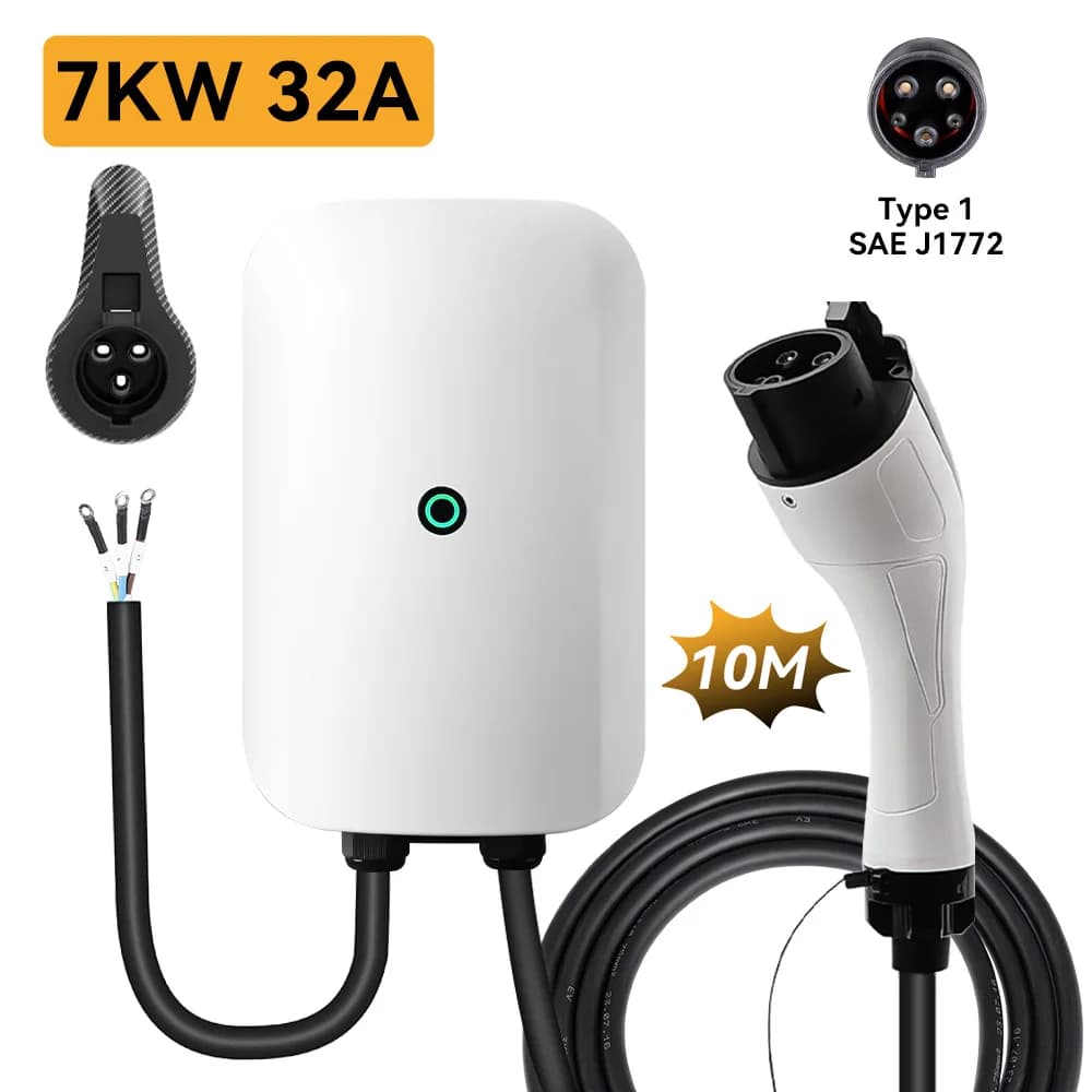 Station de recharge EV 7KW Type1 32A, 1 phase, charge rapide, câble de 10M, chargeur de véhicule éle