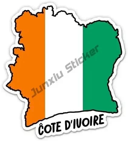 Carte de la côte ivoire avec drapeau, autocollant en vinyle, pour ordinateur portable de voiture, ac
